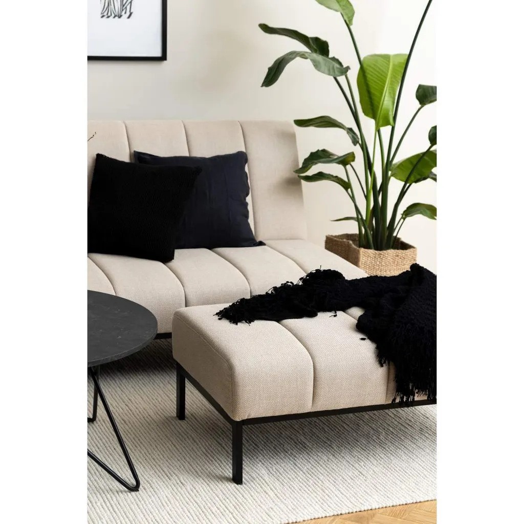 Siège d'appoint pouf beige Caix confortable avec structure en bois massif