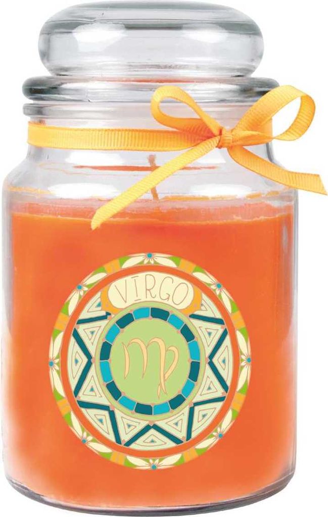 HS Candle "Sternzeichen" Duftkerze im Bonbonglas ( Jungfrau ) - viele Motive zur Auswahl, 500g - Brenndauer bis zu 110 Std - Virgo