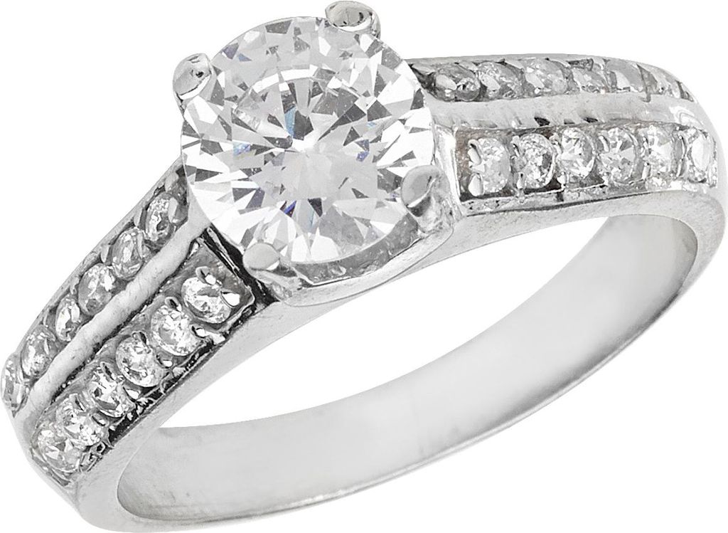 925 Sterling Silber Verlobung Damen - Solitärring mit Zirkonia, 55 (17.5); TRS14074RSO