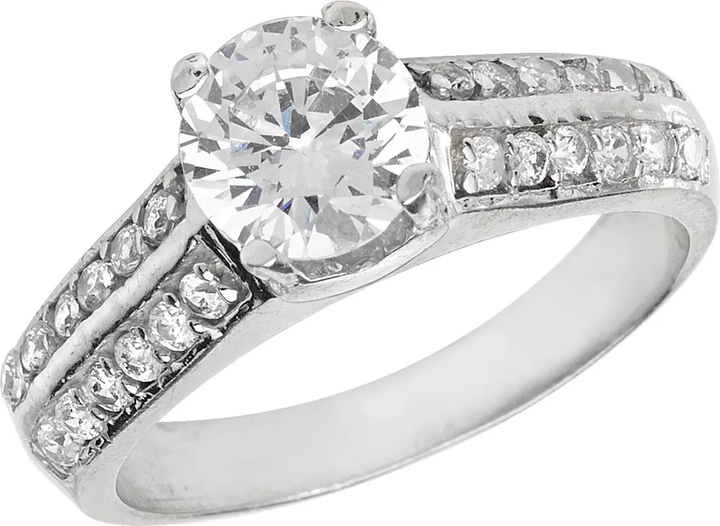 Bague de fiançailles en argent 925 et solitaire zirconium taille 55