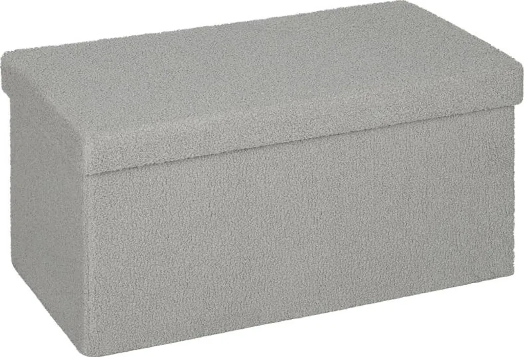 Banc de rangement capitonné gris clair, coffre d'assise Fortuna Lai 80cm
