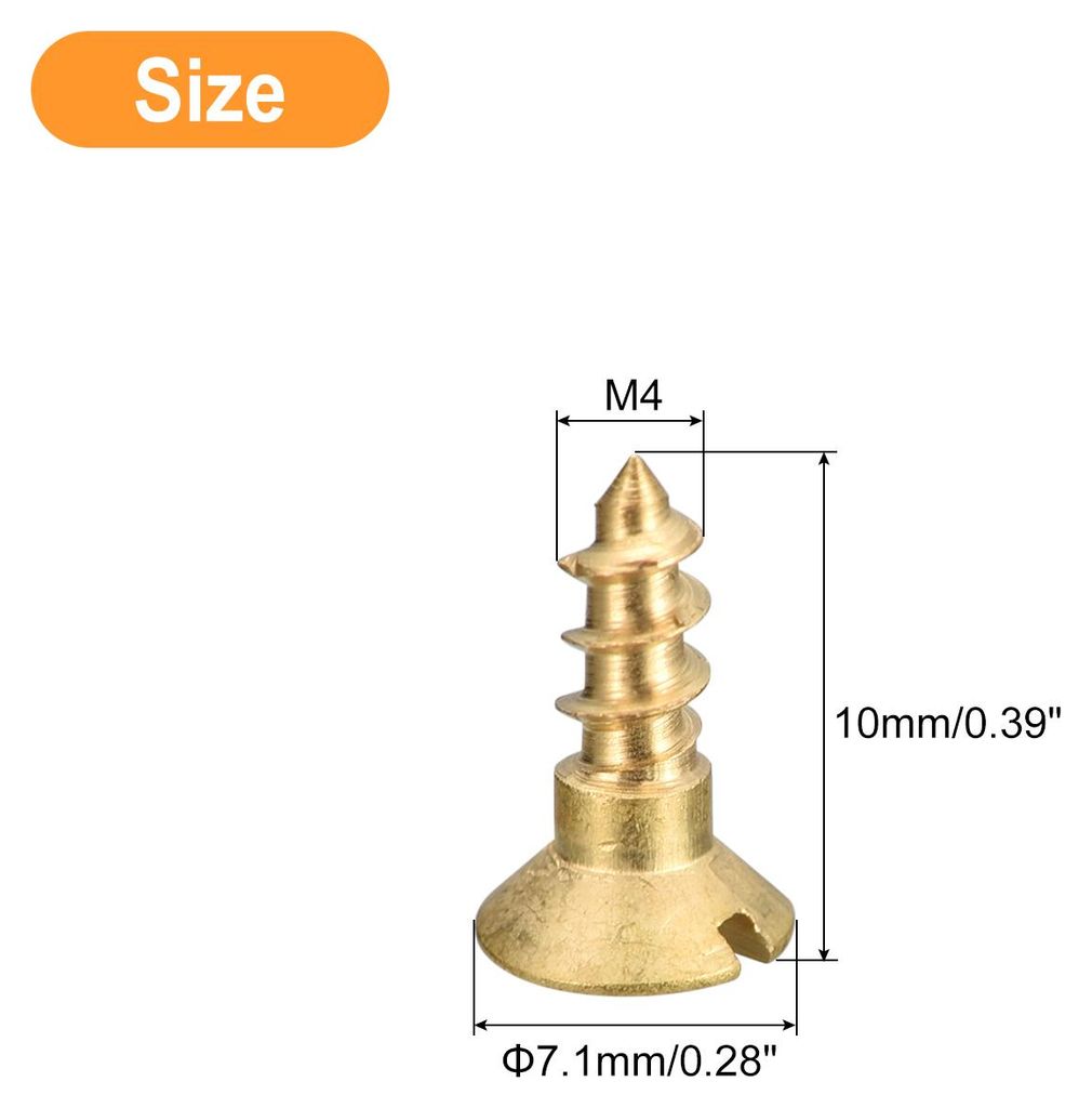 Messing Holzschrauben, 40 Stš¹ck M4 x 10mm Schlitzantrieb Senkkopf Selbstschneidende Schrauben fš¹r Holzarbeiten M?bel