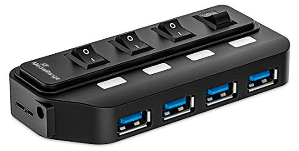 MediaRange USB-HUB 4-portowy USB 3.0 zewnętrzny czarny Zdjęcie produktu 