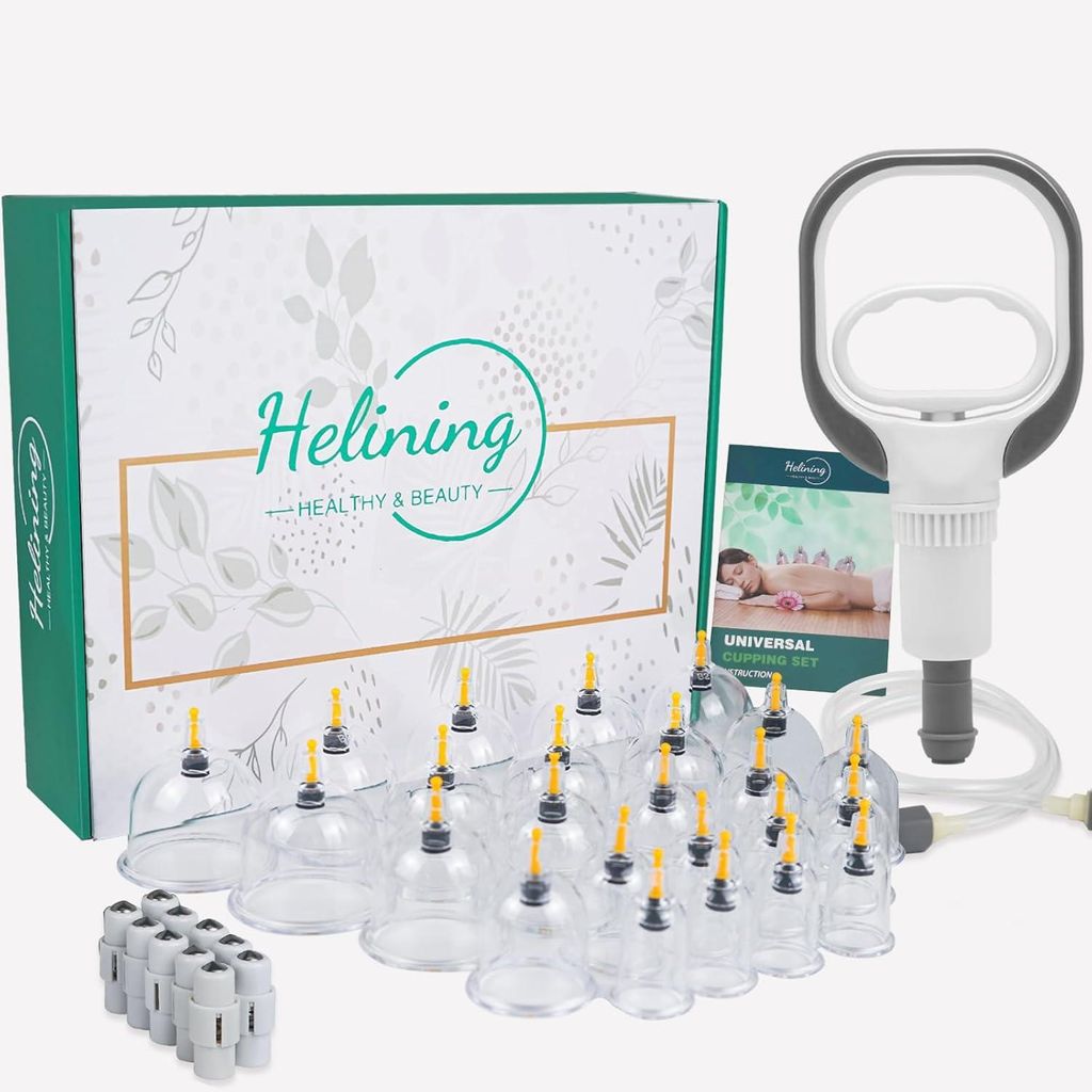 24 Stück Schröpfgläser mit Vakuumpumpe, Schröpfglas für Gesicht und Körper, Schröpfen zur Gegen Cellulite, Spannung und Entspannen Muskeln, ...
