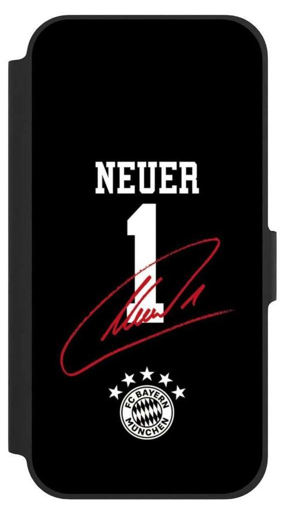 NIVOCASE Klapphülle für Apple iPhone 12 Pro Handyhülle aus Kunst Leder NIVOflip schwarz FC Bayern München FCB Manuel Neuer