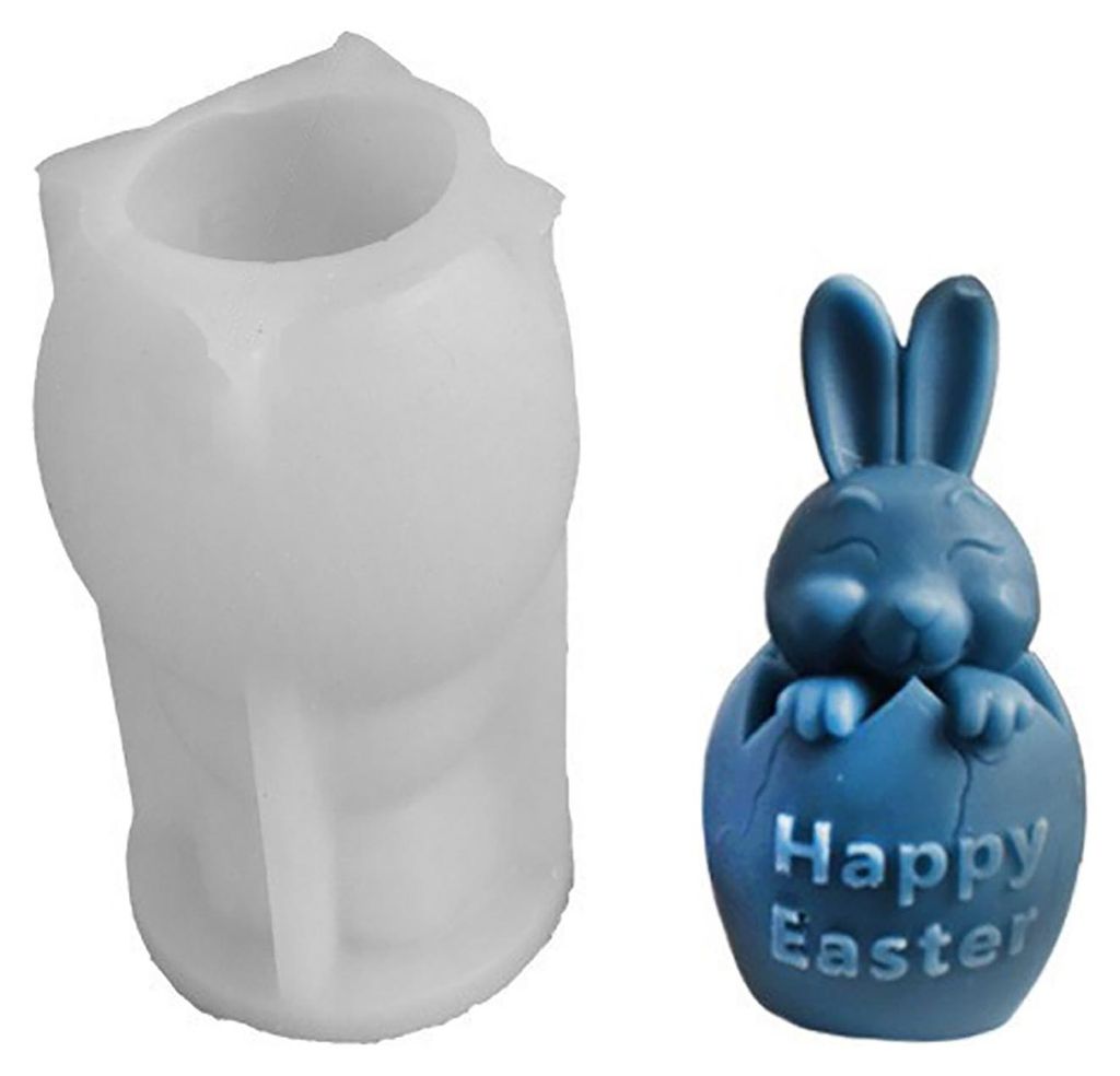 Osterhasen-Silikonform zum Selbermachen, gesichtsloser Hase aus Kunstharz und Gips, flexible, wiederverwendbare Kerzenform für Osterdekoration