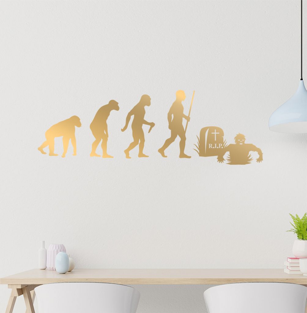 Zombie Untot Evolution Wandtattoo Wandaufkleber Wall Sticker - Dekoration, Küche, Wohnzimmer, Schlafzimmer, Badezimmer