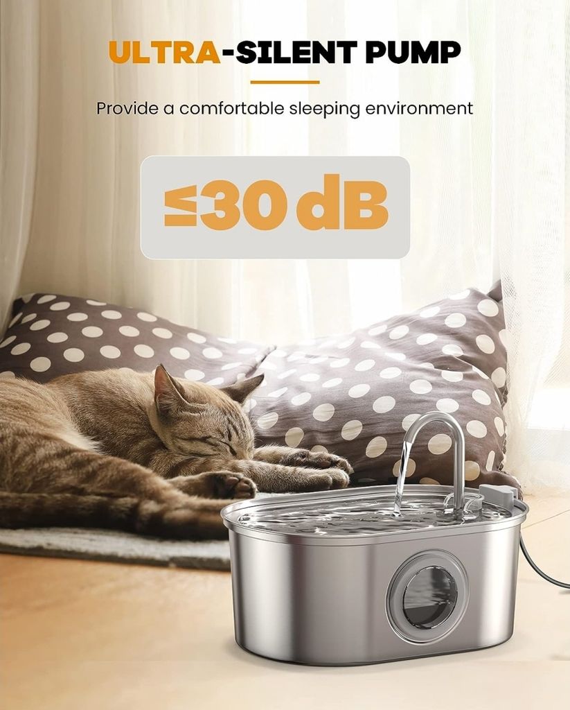 Eufy Haustiertrinkbrunnen Aus Edelstahl – 3L, Superleise, Spülmaschinenfest Für Katzen & Kleine Hunde
