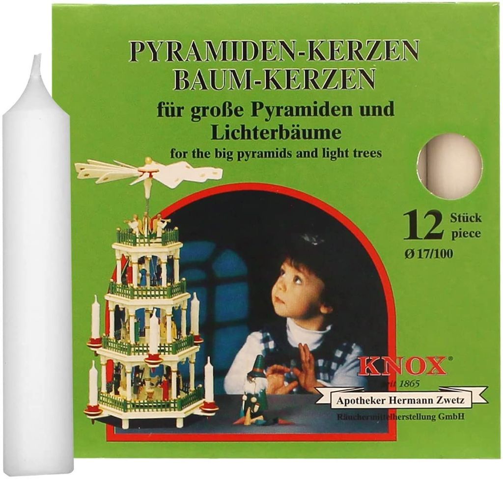 1x KNOX - Pyramidenkerzen 17/100  -  WEISS - 12er Packung Produktbild 