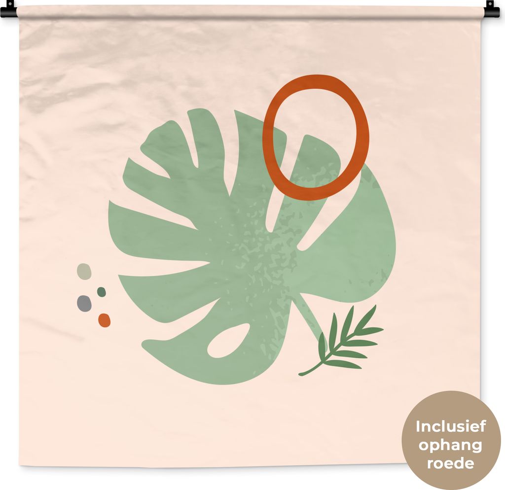 MuchoWow Wandteppich Wandbehang Blätter - Sommer - Minimalismus 90x90 cm Tapisserie Dekoration Wandtuch - Wandaufhänger