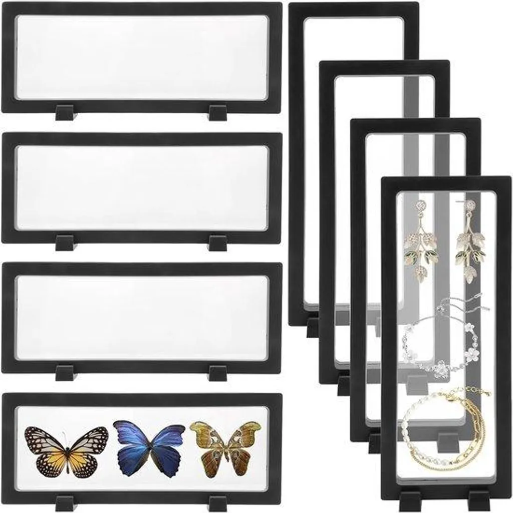 Boîte de présentation pour pièces et bijoux avec 8 compartiments - Noir