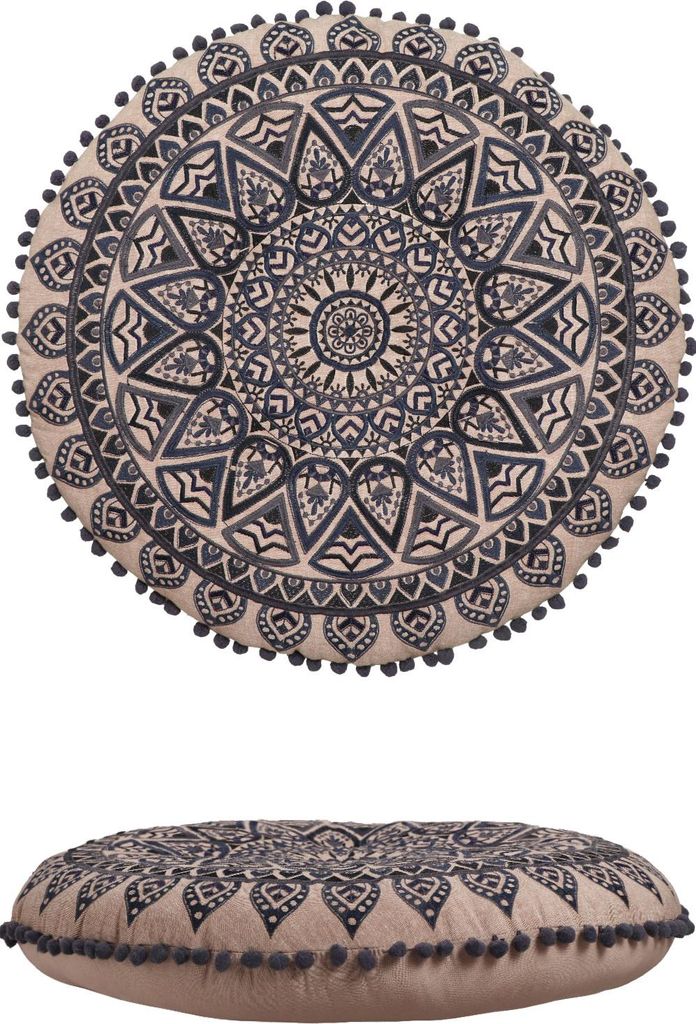Marrakesch Boho Deko Bodenkissen Sitzkissen rund 60 x 15 cm Produktbild 