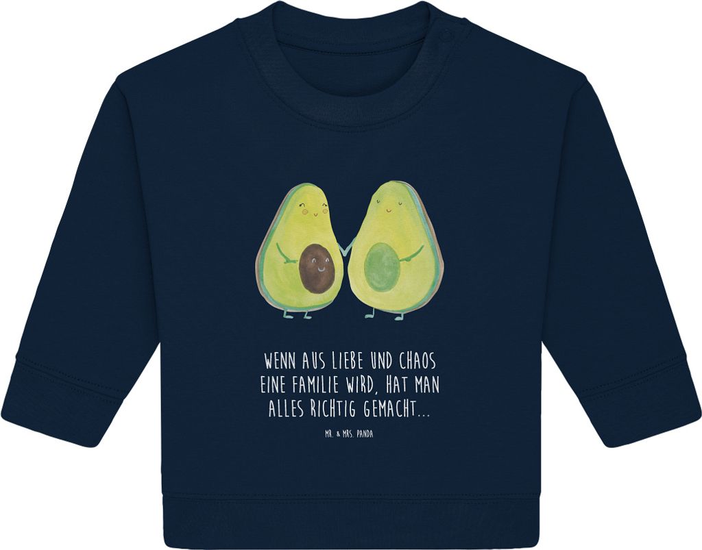 Mr. & Mrs. Panda Organic Baby Pullover Avocado Pärchen 24. - 36. Monat - French Navy - Geschenk, Kinder, Avocados, Geburt, Babyshower, Liebe, Bull...
