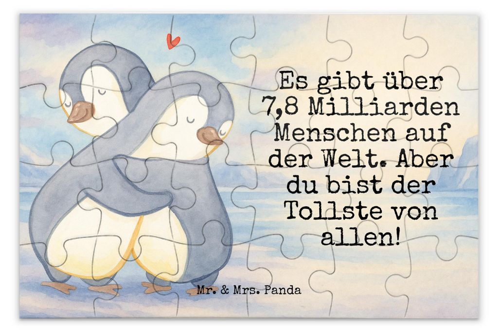 Mr. & Mrs. Panda Puzzle Pinguine Kuscheln Design 24 Teile - Weiß - Geschenk, 500, 1500, für Partner, Jahrestag, 1000, 2000, Frauen, Freundin, Val...
