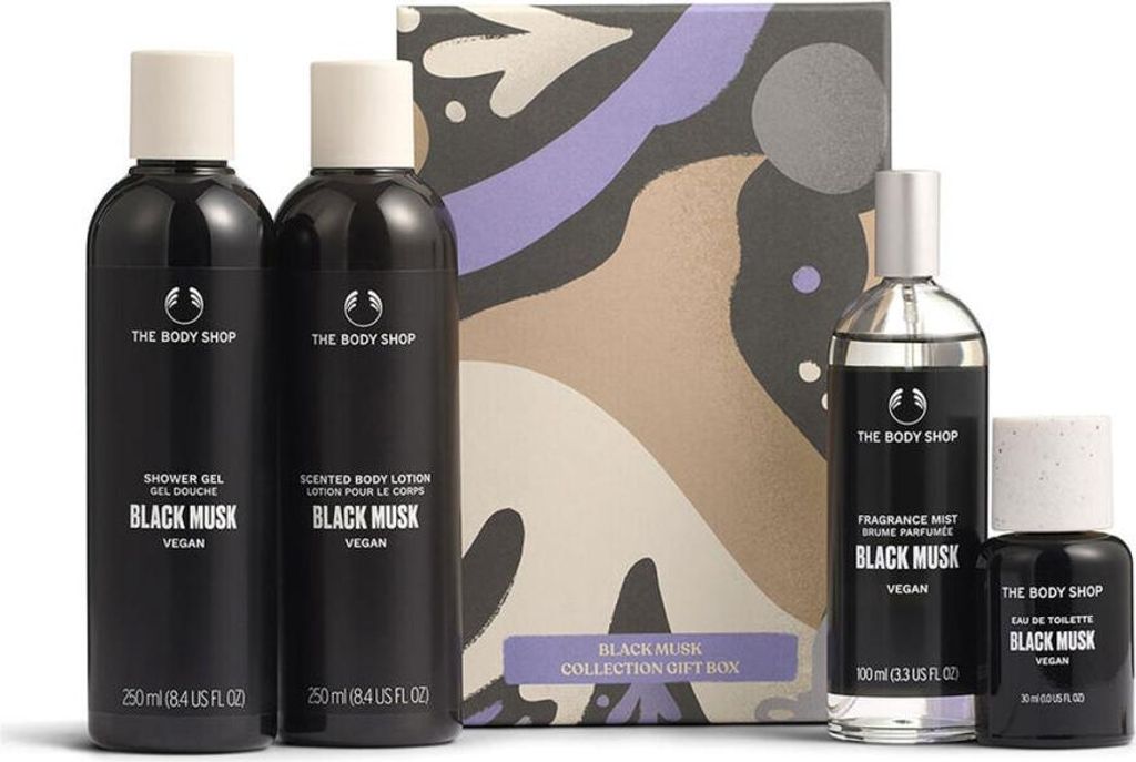 The Body Shop G4 Black Musk Geschenkset Eau de Toilette 60ml/Black Musk Shower Gel 250ml/Body Lotion 250ml/Fragrance Mist 100ml