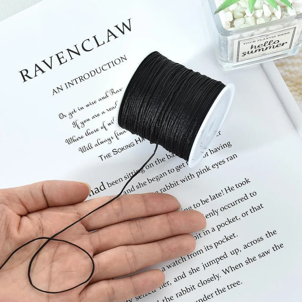 Fil macramé noir 1mm pour création de bracelets et colliers faits main - 4