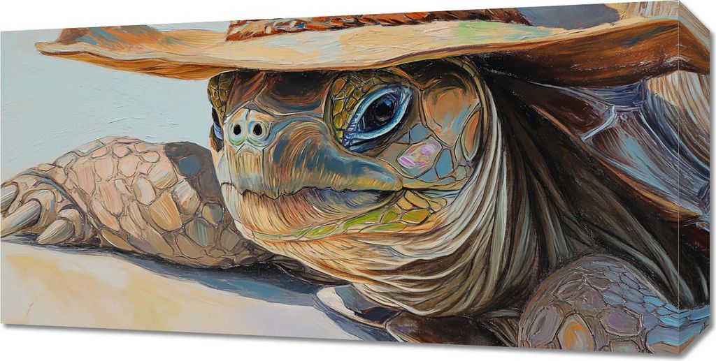 Bild 60x30cm Schildkröte mit Hut