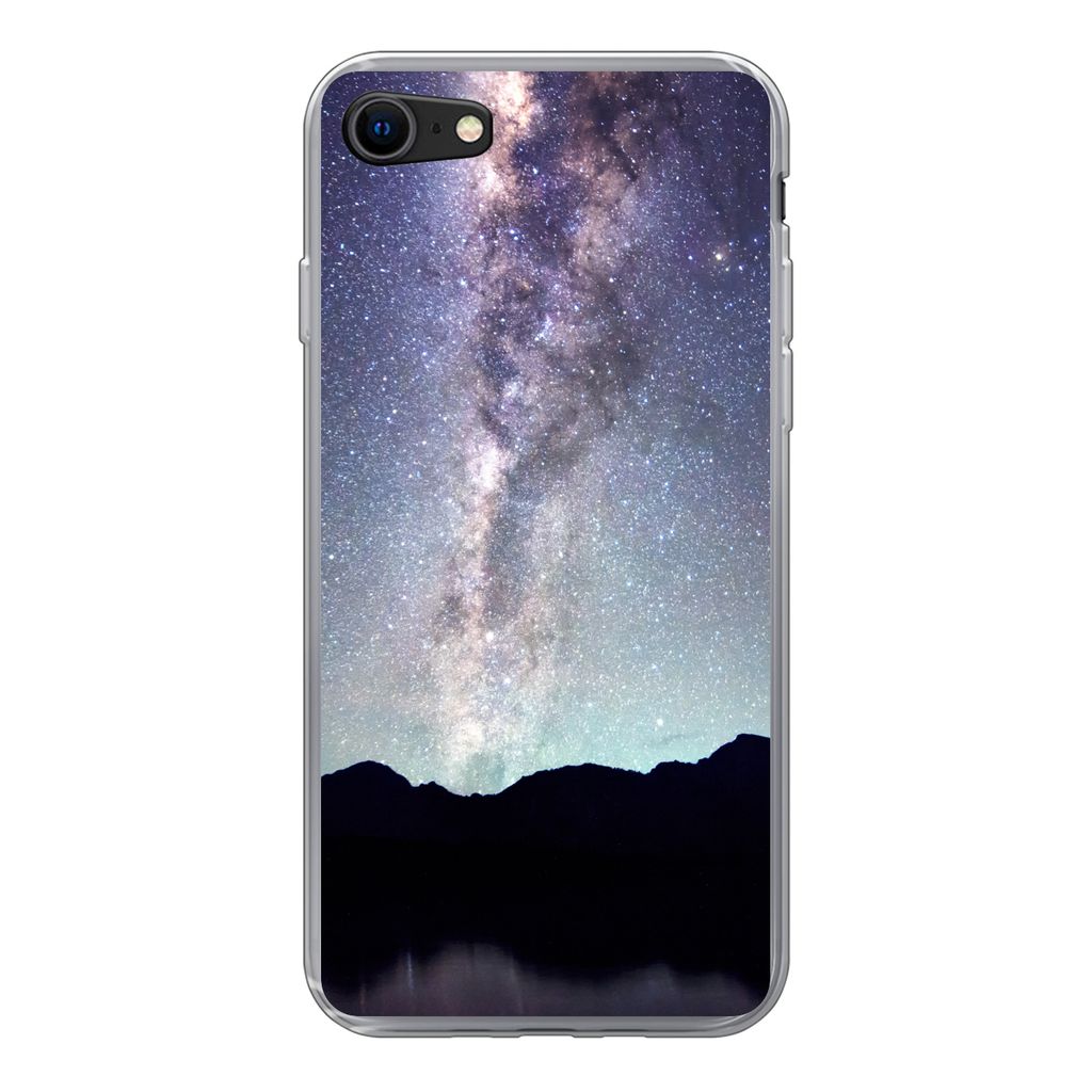 MuchoWow Handyhülle Schutzhülle Hülle für iPhone SE 2020 Universum - Galaxie - Sternenhimmel - Jungen - Mädchen - Kinder Silikon Softcase Ha...