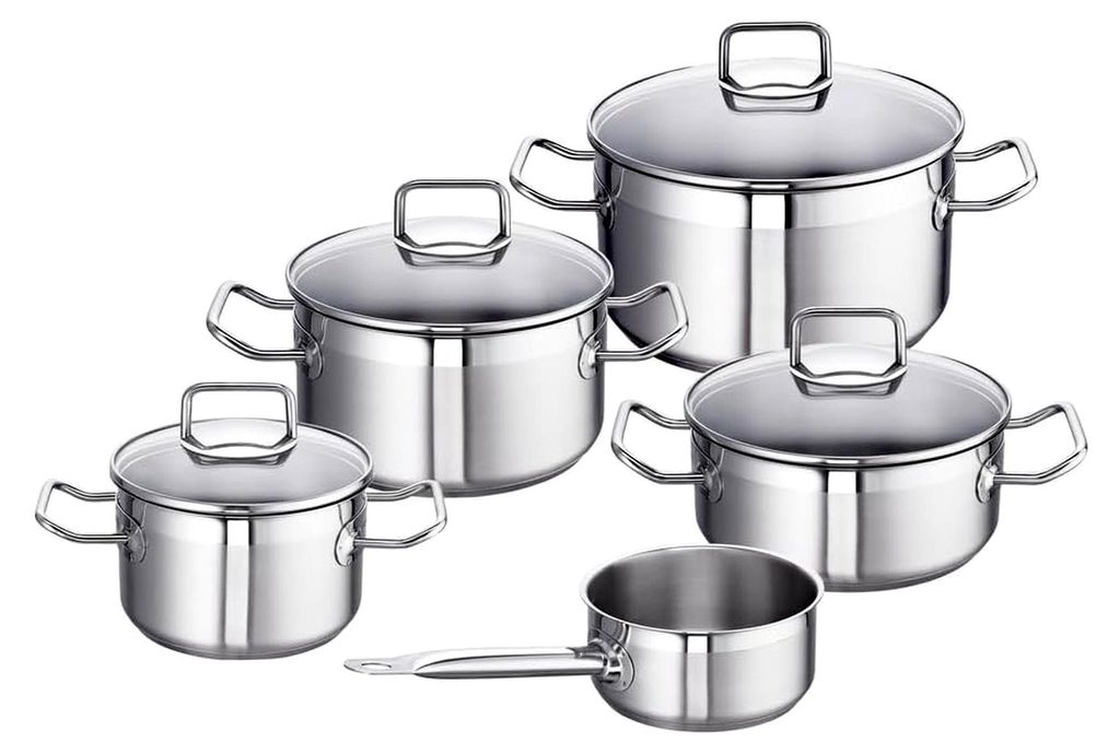 Meister Set Profi-Star, 5-teiliges Topfset aus Edelstahl, induktionsgeeignet, Silber
