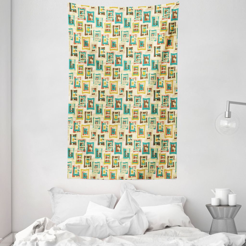 ABAKUHAUS Geometrisch Wandteppich und Tagesdecke, Surreal Puzzle-Form aus Weiches Mikrofaser Stoff Waschbar ohne Verblassen Digitaldruck, 140 x 230...