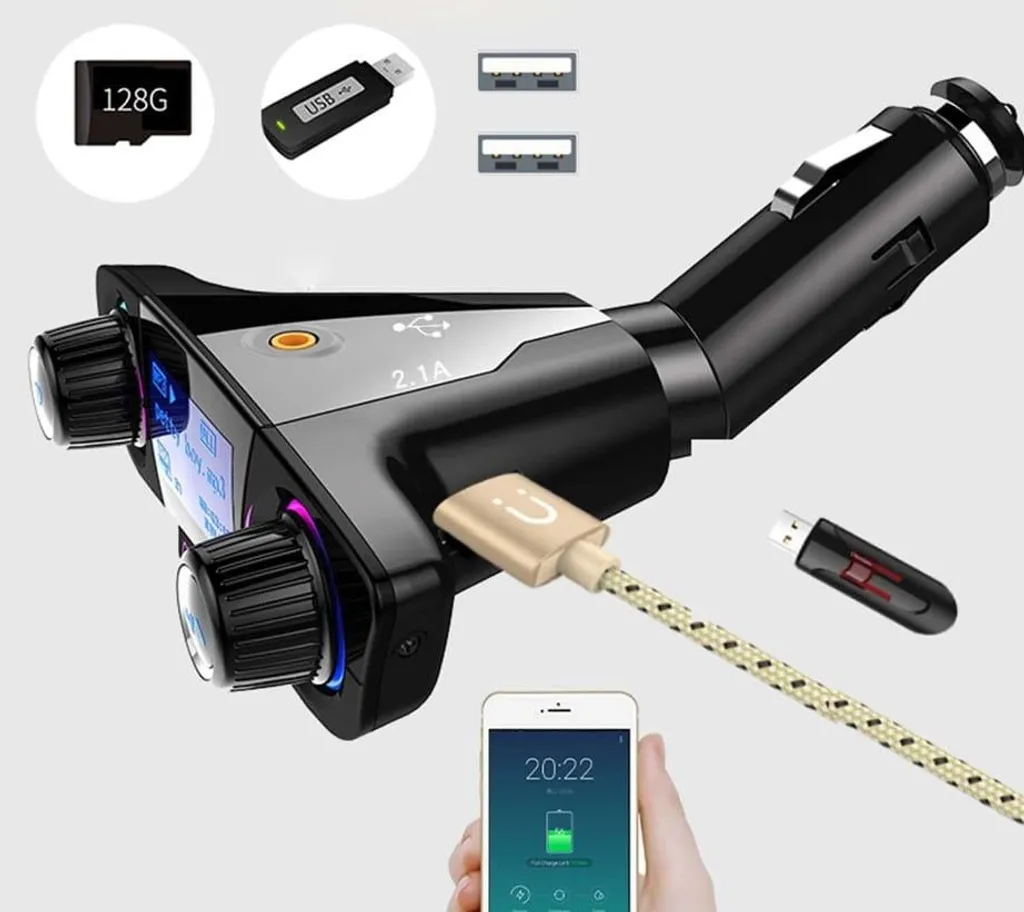 QIKtech T01 trasmettitore FM Bluetooth con caricatore USB PENDRIVE SD 2X - 5