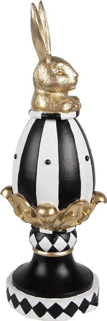 Décoration de Pâques Incassable : Lapin Œuf Design Noir Blanc 34 cm
