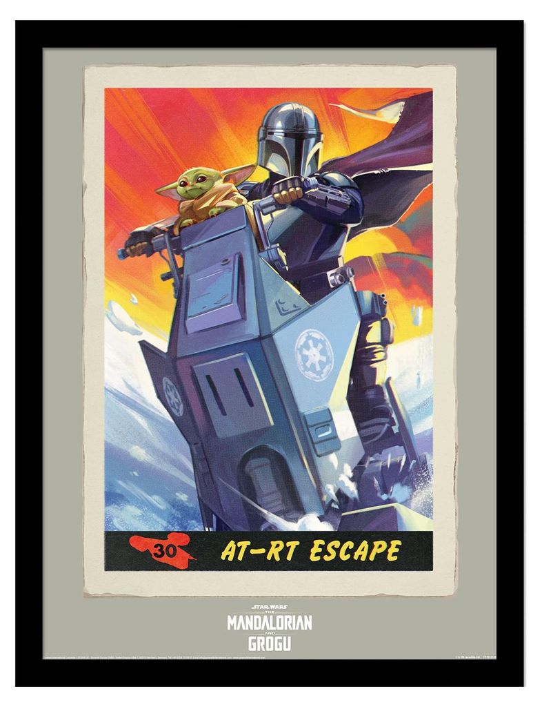 Star Wars: The Mandalorian - "AT-RT Escape" Gerahmtes Poster PM13453 (45 cm x 35 cm) (Bunt)