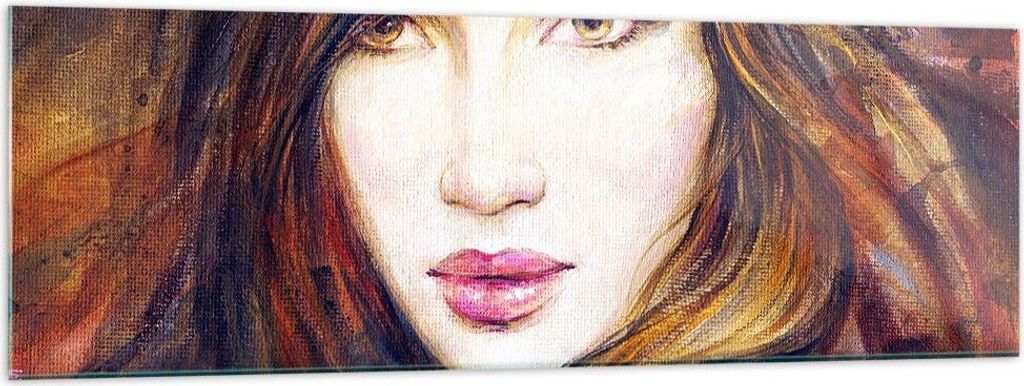 Bilder auf glas - Frau Gesicht Lippen - 160x50cm - Glasbilder - Wandbilder - Kunstdruck - zum Aufhängen bereit - Wanddekoration aus Glas - Glas Bi...