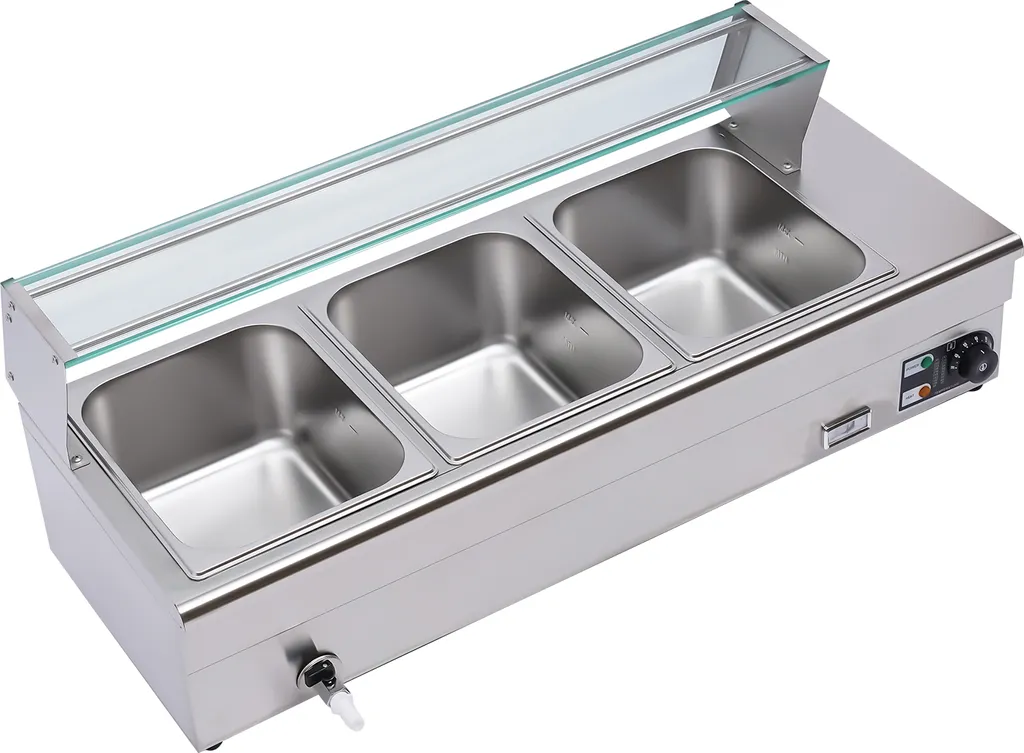 Chauffe-buffet Électrique Professionnel - Chafing Dish Inox avec Vitre