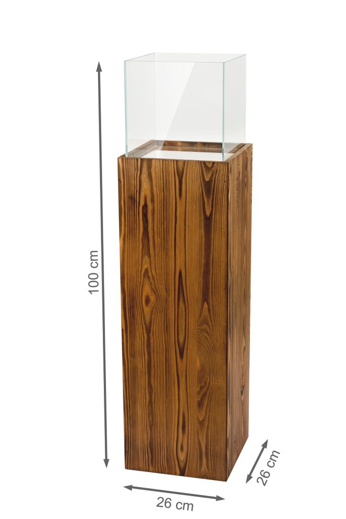 Windlicht-Säule Holz & Glas Nuss 100 cm hoch