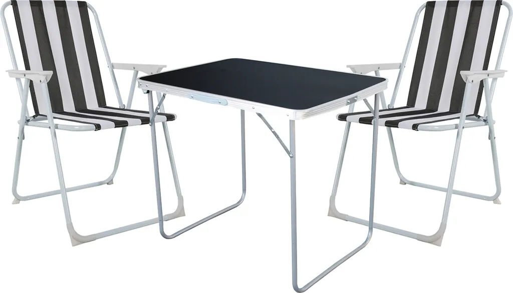 Set 3 Pezzi Campeggio e Camper: Tavolo in Alluminio + 2 Sedie Robuste
