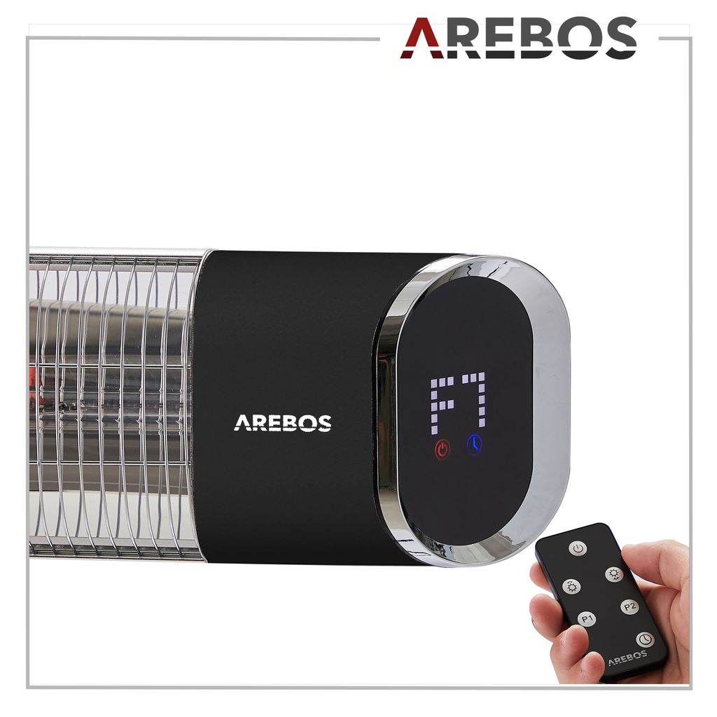 Promiennik podczerwieni AREBOS 2000 W, z pilotem, 2 poziomy Zdjęcie produktu 12