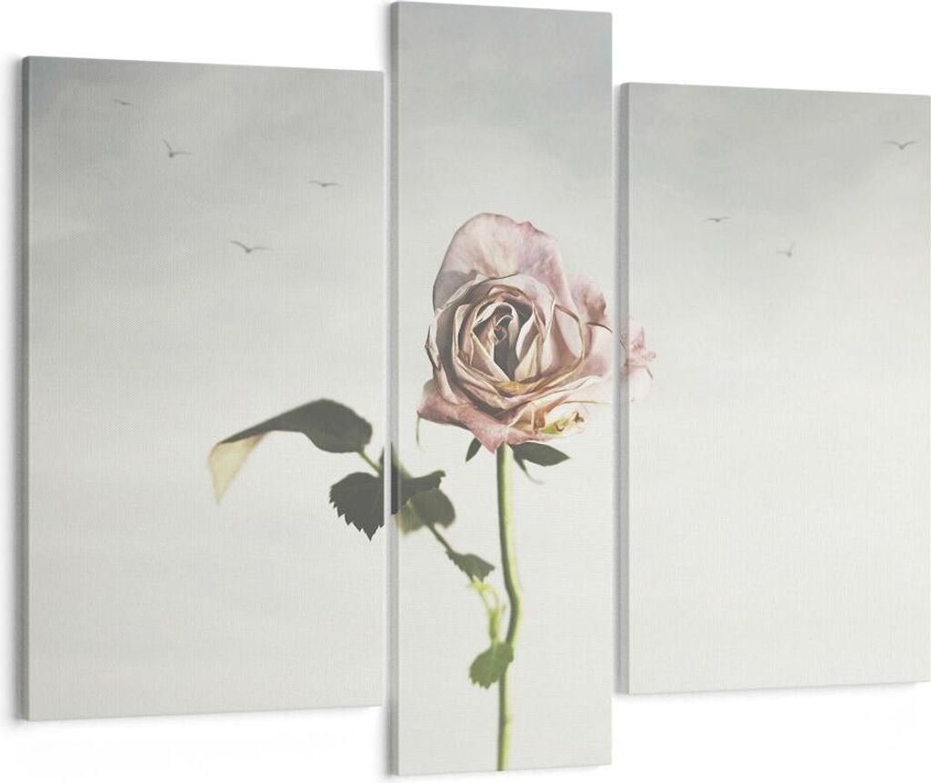 Bild auf Leinwand - Leinwandbild - 3 Teile - Rose Vögel Himmel - 95x80cm - Wand Bild - Wanddeko - Wandbilder - Leinwanddruck - Bilder - Wanddekora...