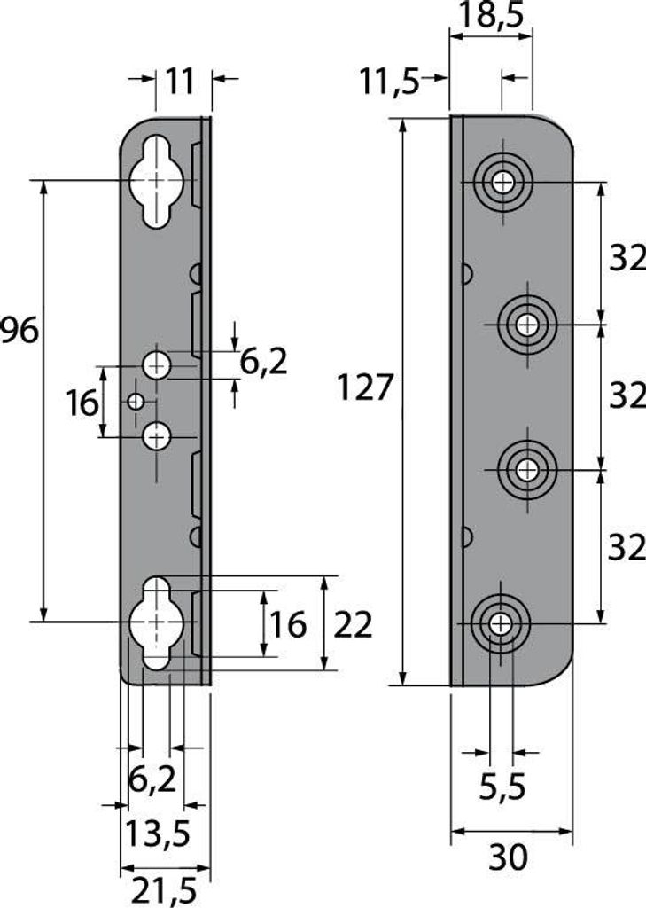 Winkelbettbeschlag Stahlverzinkt 127 mm Produktbild 
