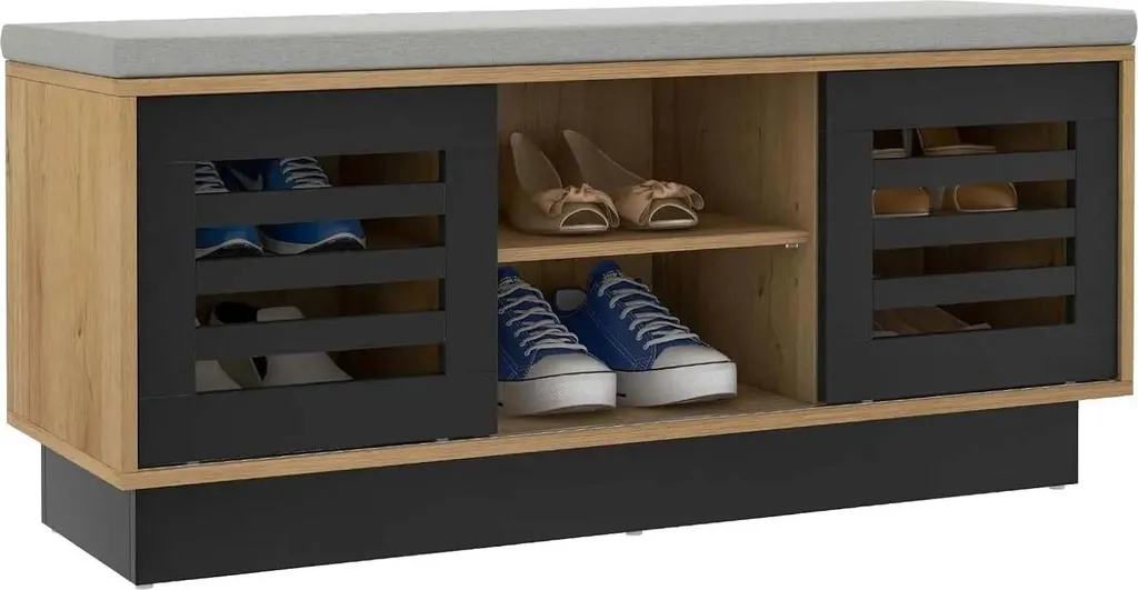 Étagère à chaussures modulable avec 3 tablettes réglables bois