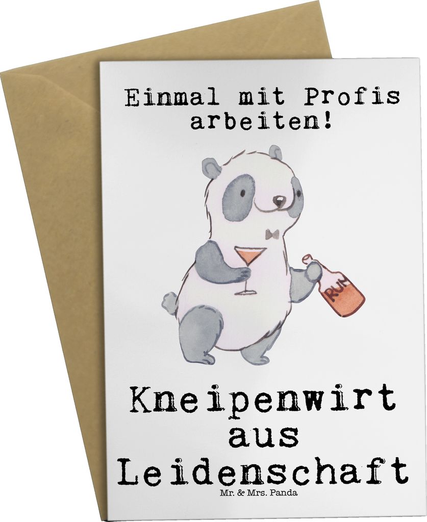 Mr. & Mrs. Panda Grußkarte Kneipenwirt Leidenschaft - Weiß - Geschenk, Spruch, Gaststätte, Kneipe, Bar, osterkarten, weihnachtskarten, hochzeits...