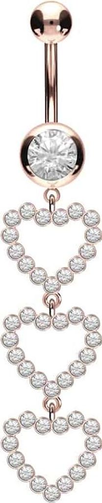 Bauchnabelpiercing Chirurgenstahl Bananabell 3 KRISTALLHERZEN