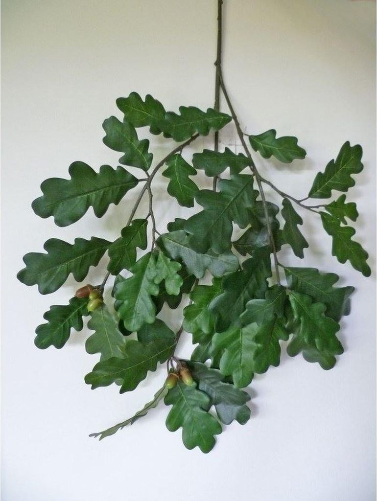 artplants.de Künstlicher Eichenzweig Richard mit Eicheln, schwer brennbar, 65cm - Kunststoff Zweig