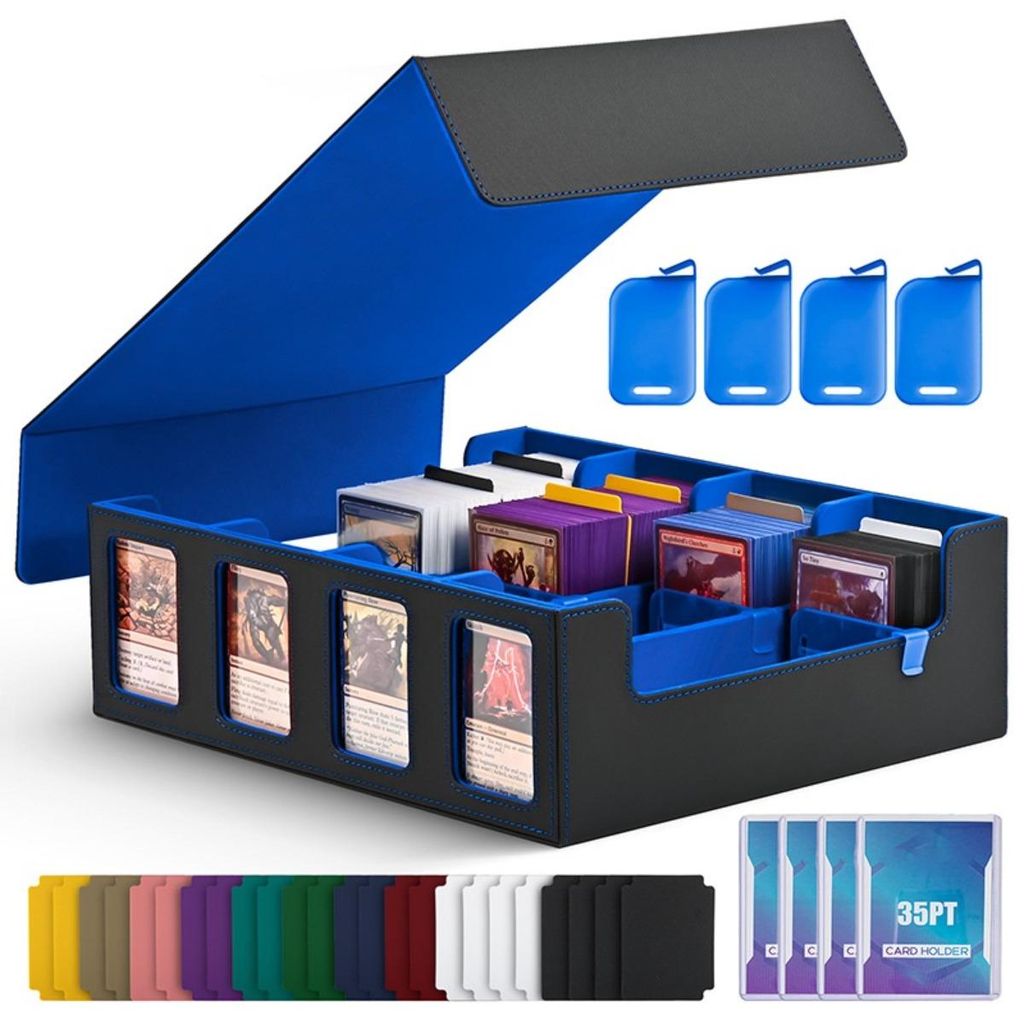 INF Vierreihige Fenster-Deckbox Polyurethan29.00cm x 35.10cm x 11.00cm für Karten-Organizer Blau