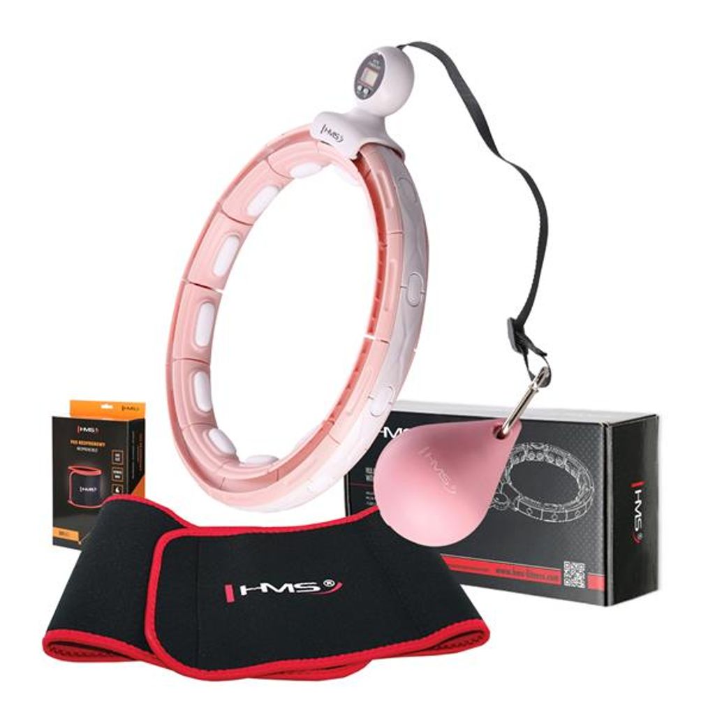 Magnetische Hula-Hop-Set Rosa Hhm15 Mit Zähler Hms + Schlankheitsgürtel Br163 Rot