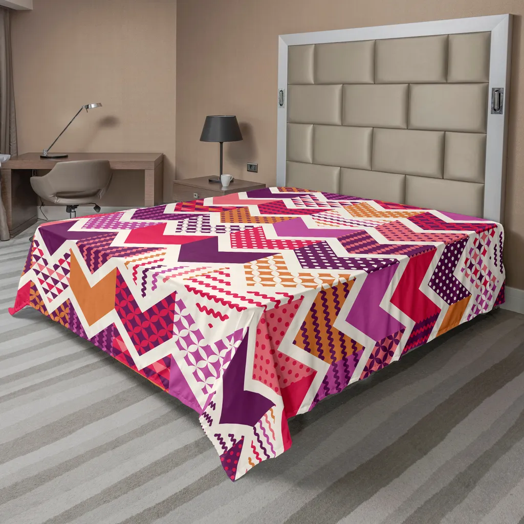 Drap de lit décoratif pour chambre moderne, motif cubes 260 x 228 cm