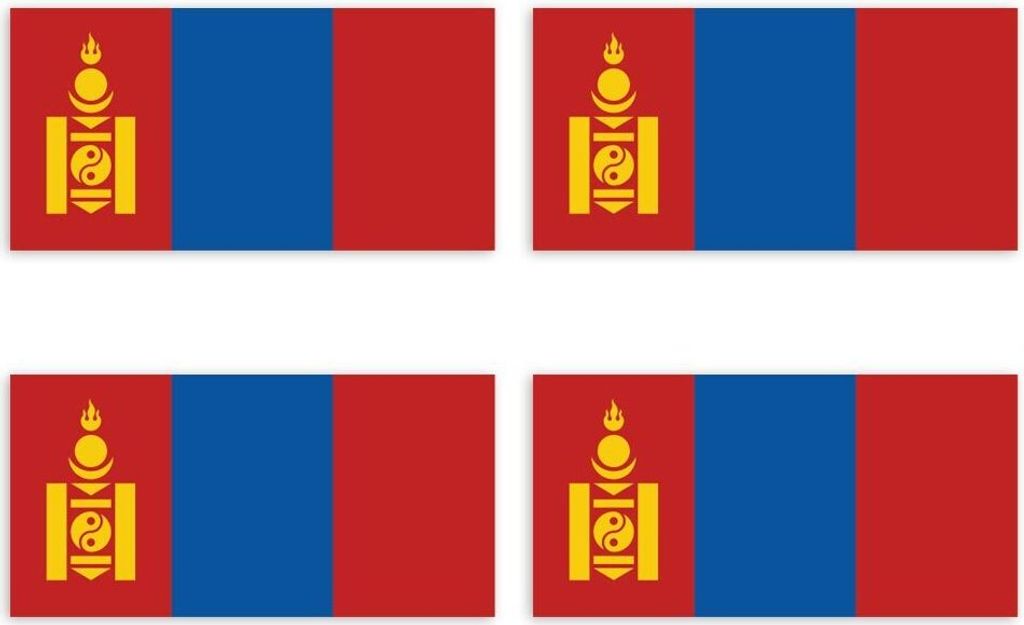Kiwistar Aufkleber 4-er Set 4,5 x 2,3 cm Mongolei - Land Staat Autoaufkleber Flagge Länder Wappen Fahne Sticker Kennzeichen - Auto - Fahrrad - LKW