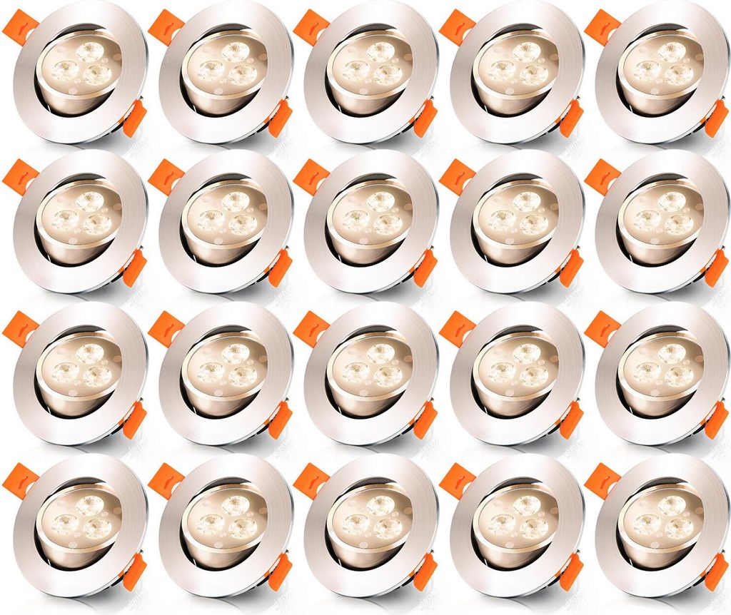 Izrielar LED Einbaustrahler 20x Set schwenkbar 3W 3200K Warmweiß 210LM IP22 flach für Küche Bad Wohnbereich