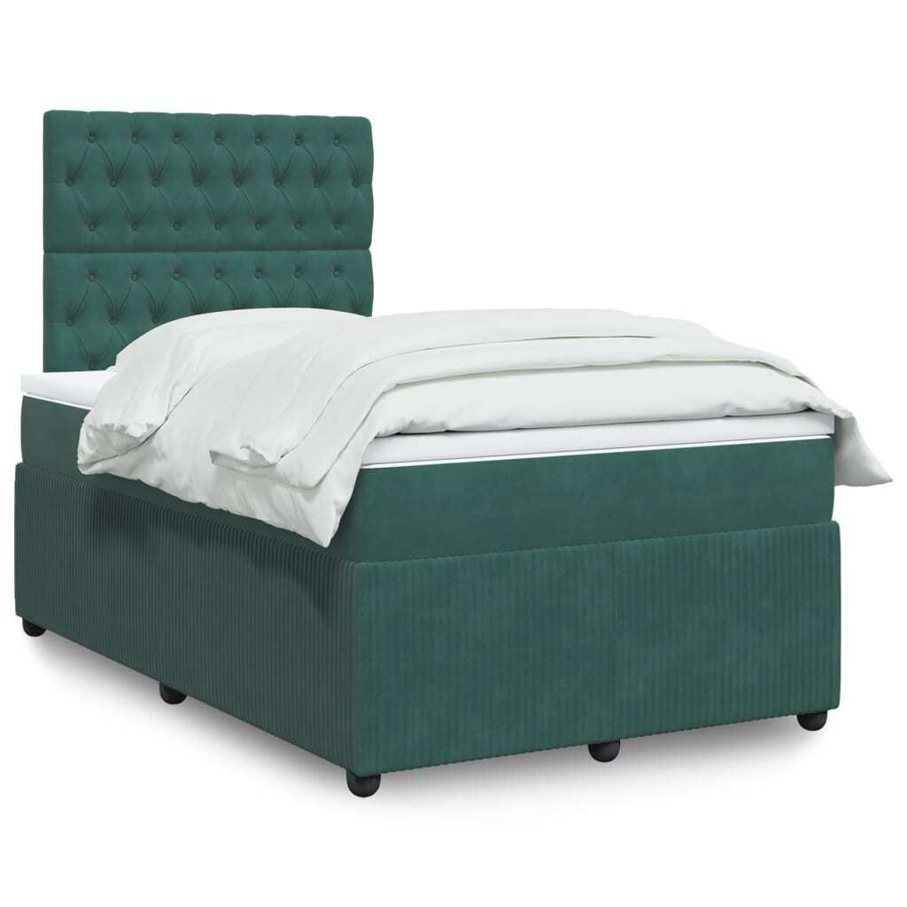 Boxspringbett mit Matratze Dunkelgrün 120x190 cm Samt, Klassische Betten 2024 Neu DesignMöbel
