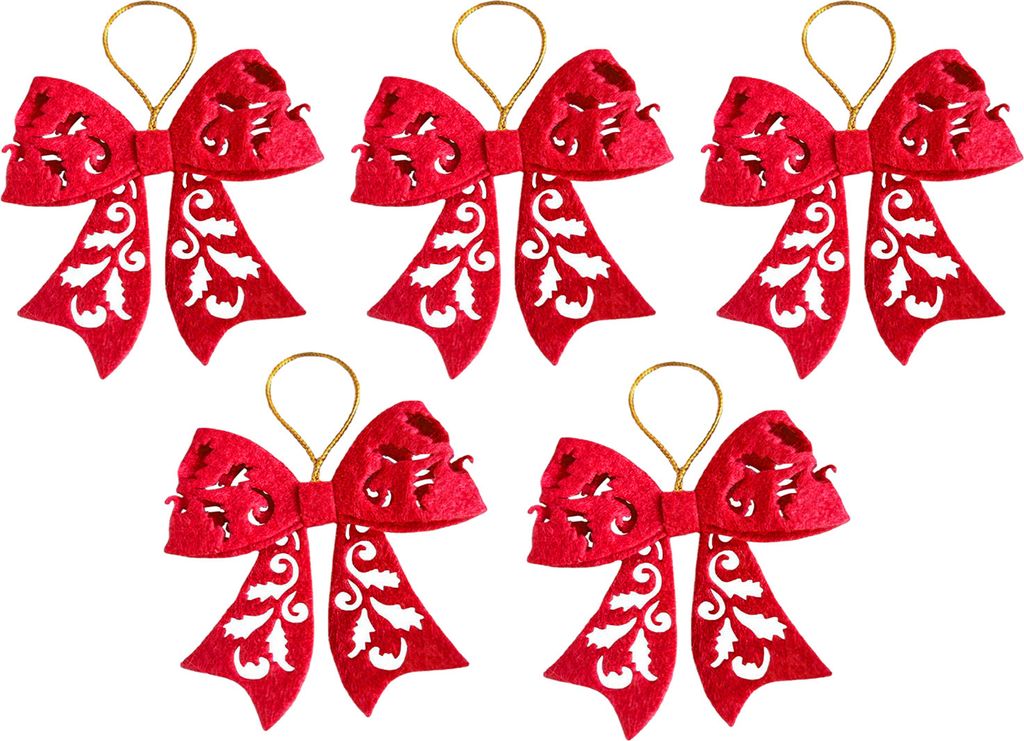 5 Stücke Weihnachtsbaum Bogen Anhänger Helle Farbe Aushöhlen Design DIY Weihnachtsbaum Hängende Dekorationen Rot