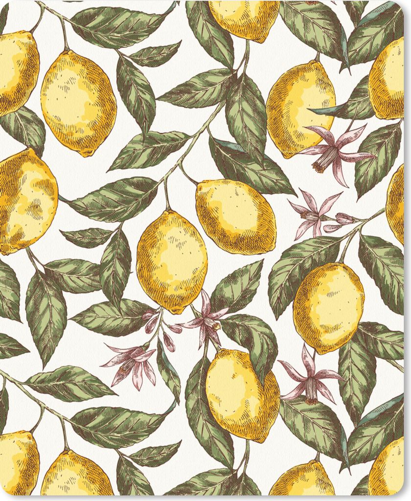 MuchoWow Mauspad Mousepad Muster - Blumen - Zitrusfrüchte 19x23 cm - Mousepads - Maus Mat - Pad - Mausunterlage - Mauspads - Spielen
