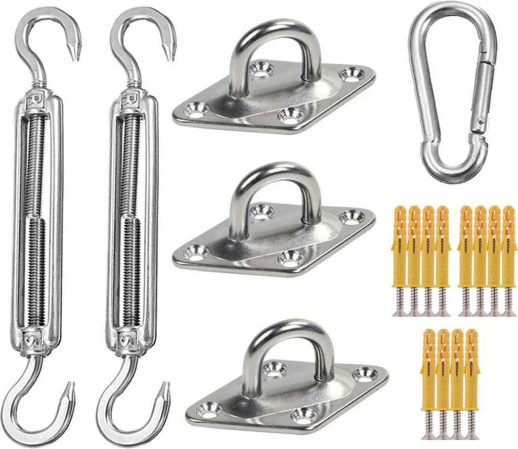 Schwerlast M5 Sonnensegel Zubehör Set, Edelstahl Sonnenschutz Befestigung Segel Wand-Montage Werkzeug für Dreieckige Garten Terrasse Vordach Sich...