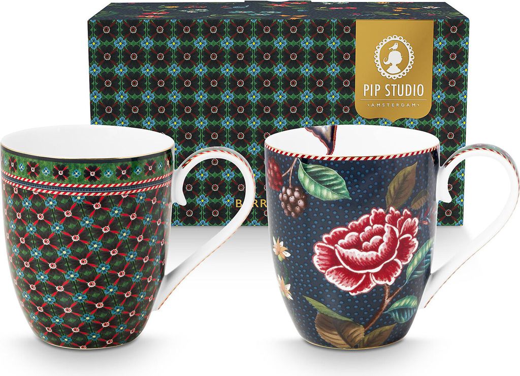 Pip Studio Porzellan Tassen 2-er Set Berry Blues 450ml