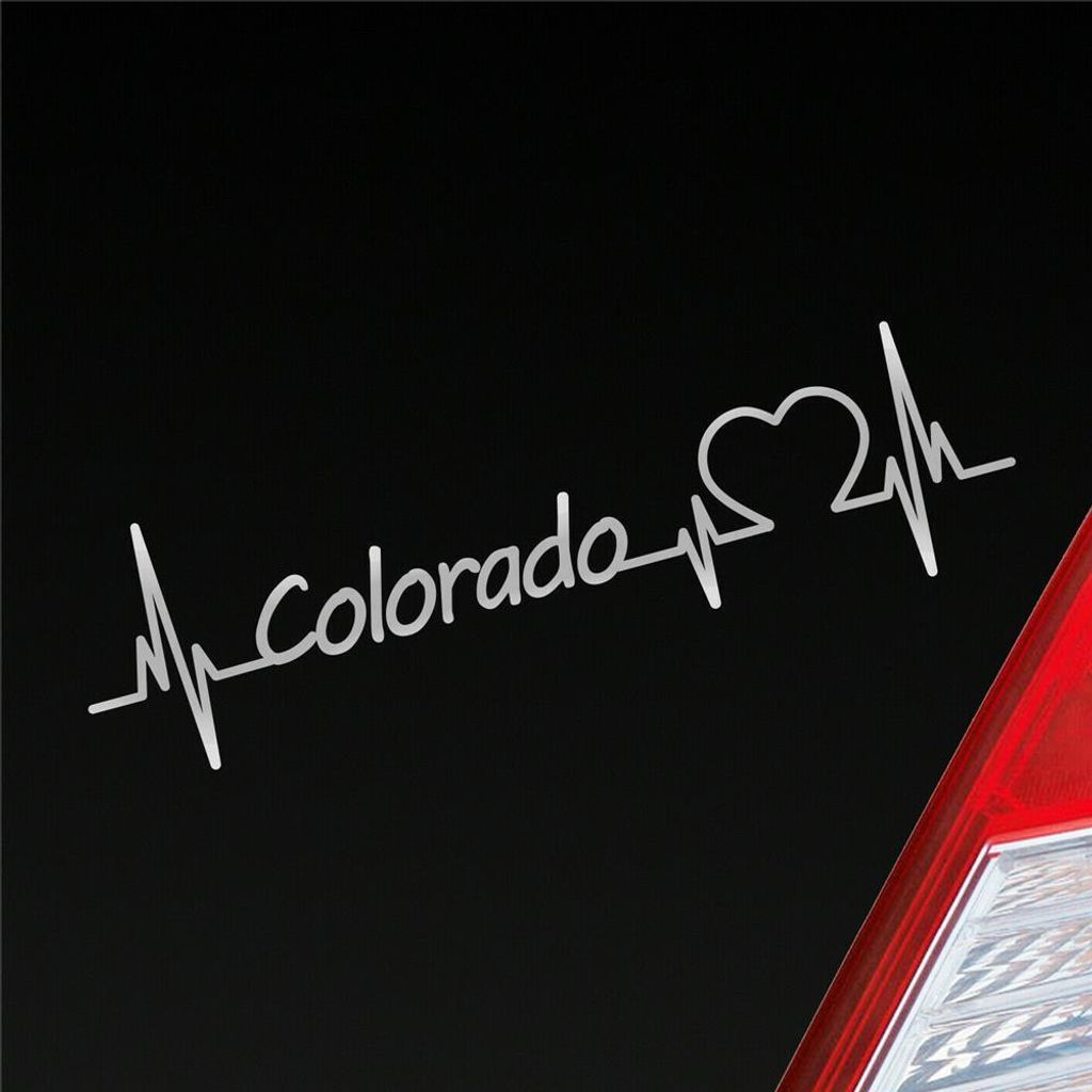 Auto Aufkleber Colorado Herz Herzschlag 19x5 cm Silber Sticker Heckscheibenaufkleber