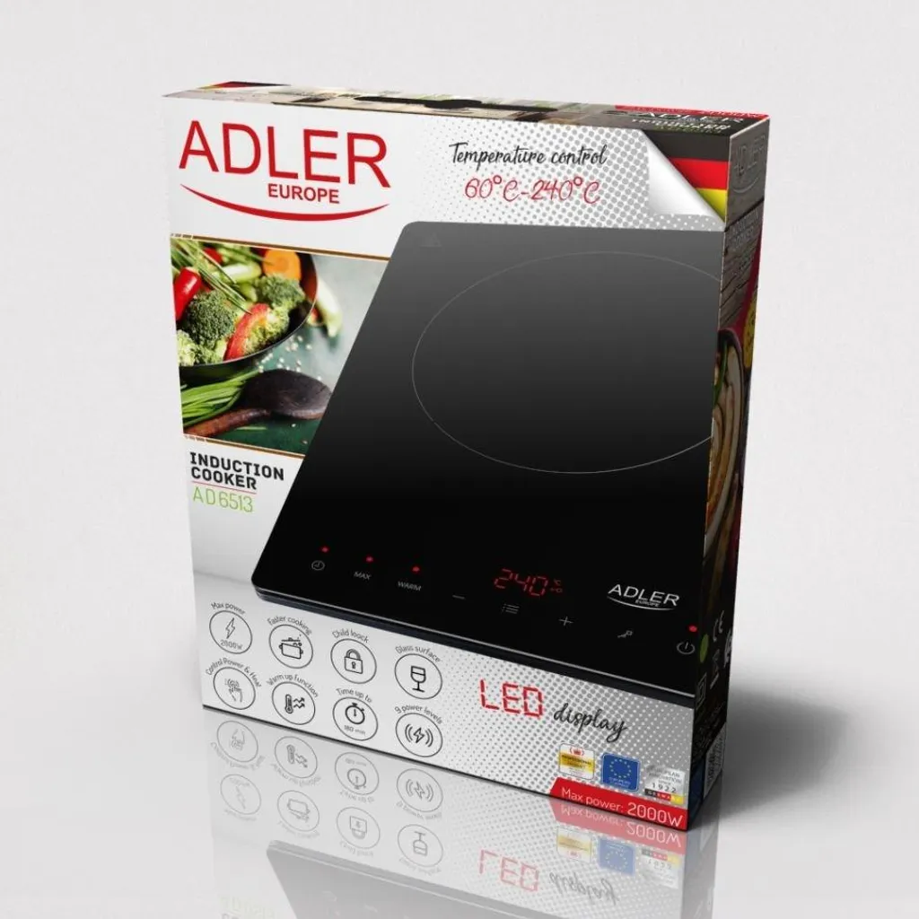 Plaque de cuisson induction Adler AD 6513 Noire avec Écran LCD 2000W